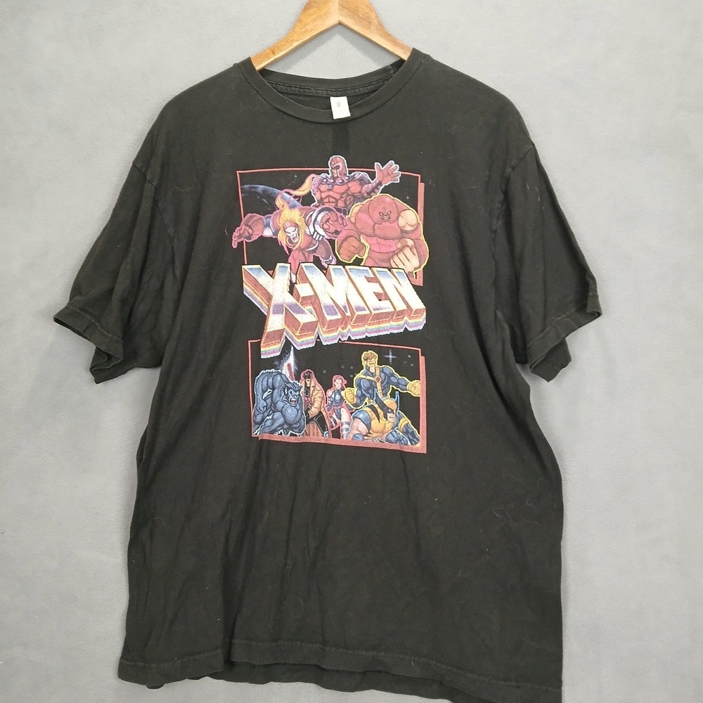 Tultex T Shirt Mens XL Black Cotton Graphic Print X Men Arcade Fight Superheroes
